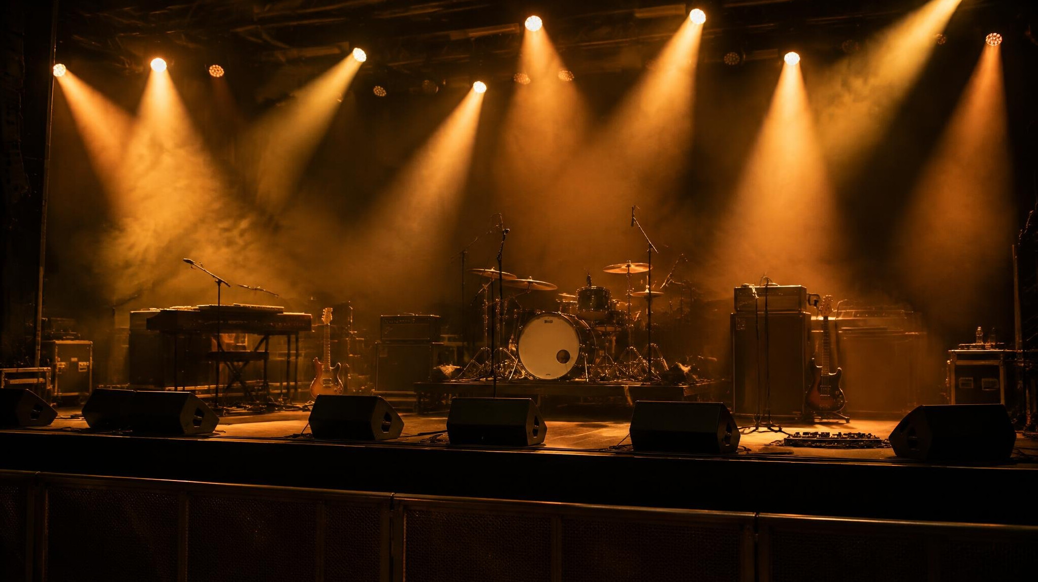 Stage with warm spotlights before a live show